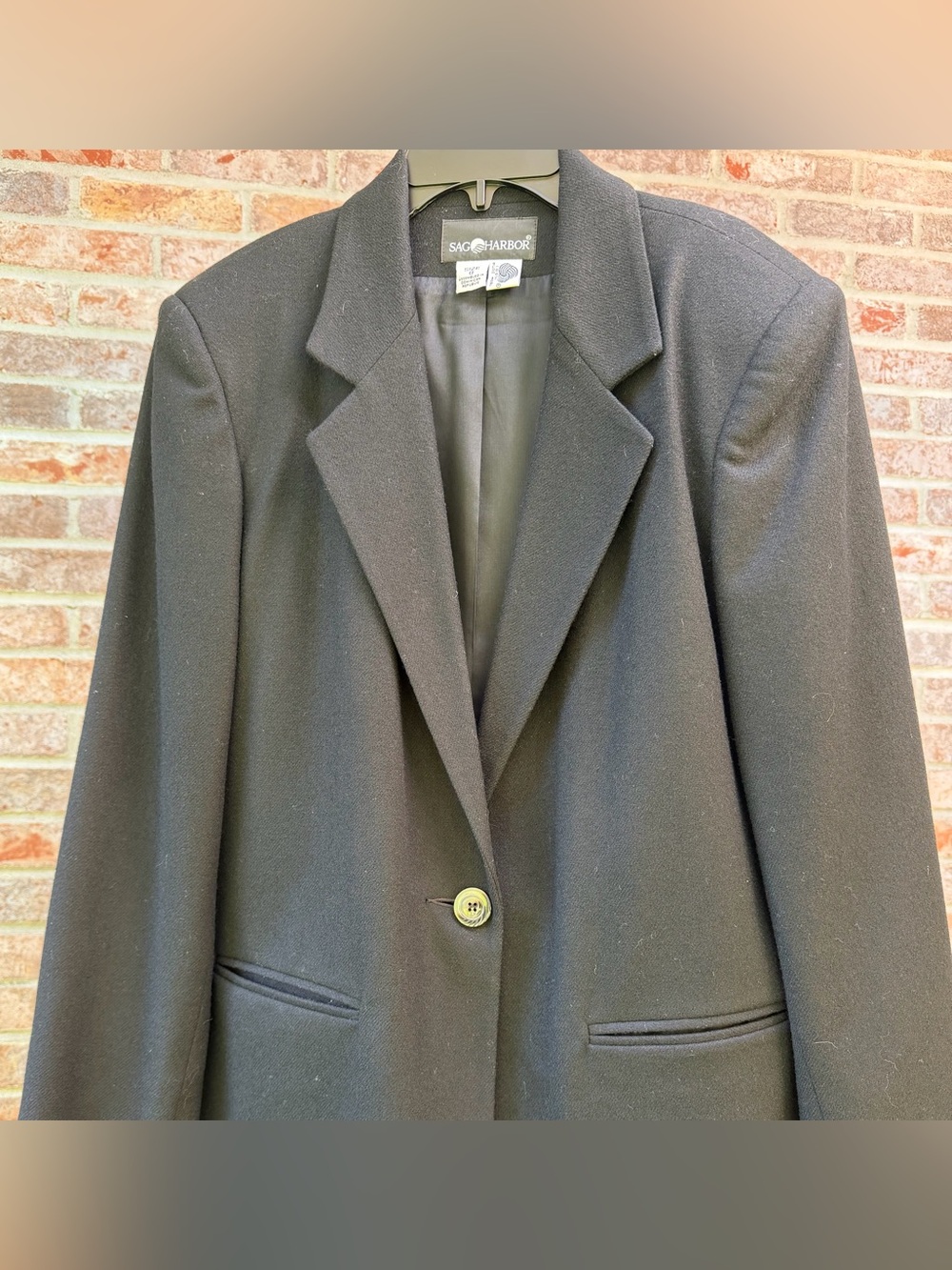 Sag Harbor Black Single-Button Blazer with Notch Lapel